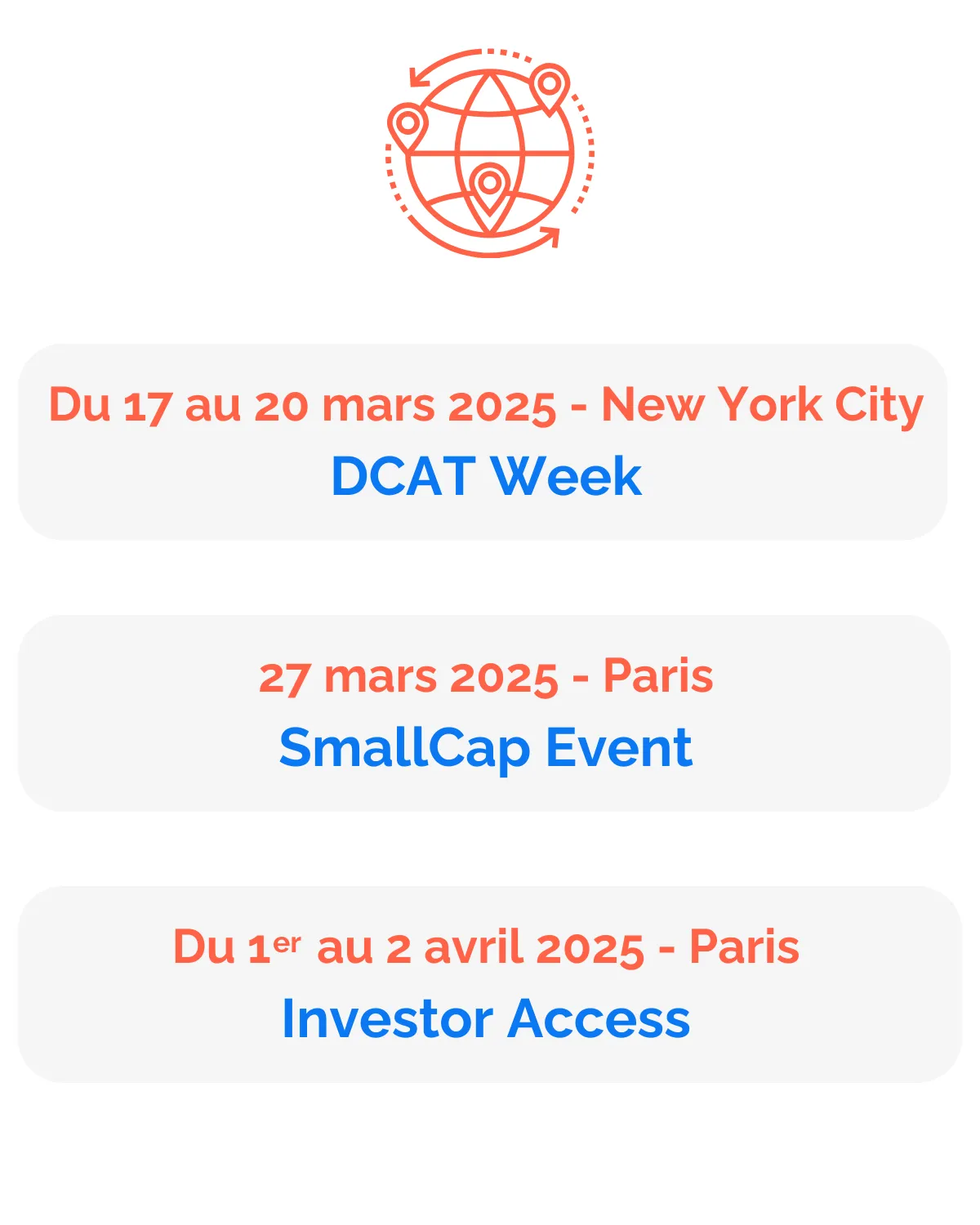 Planning évènements CROSSJECT mars-avril 2025